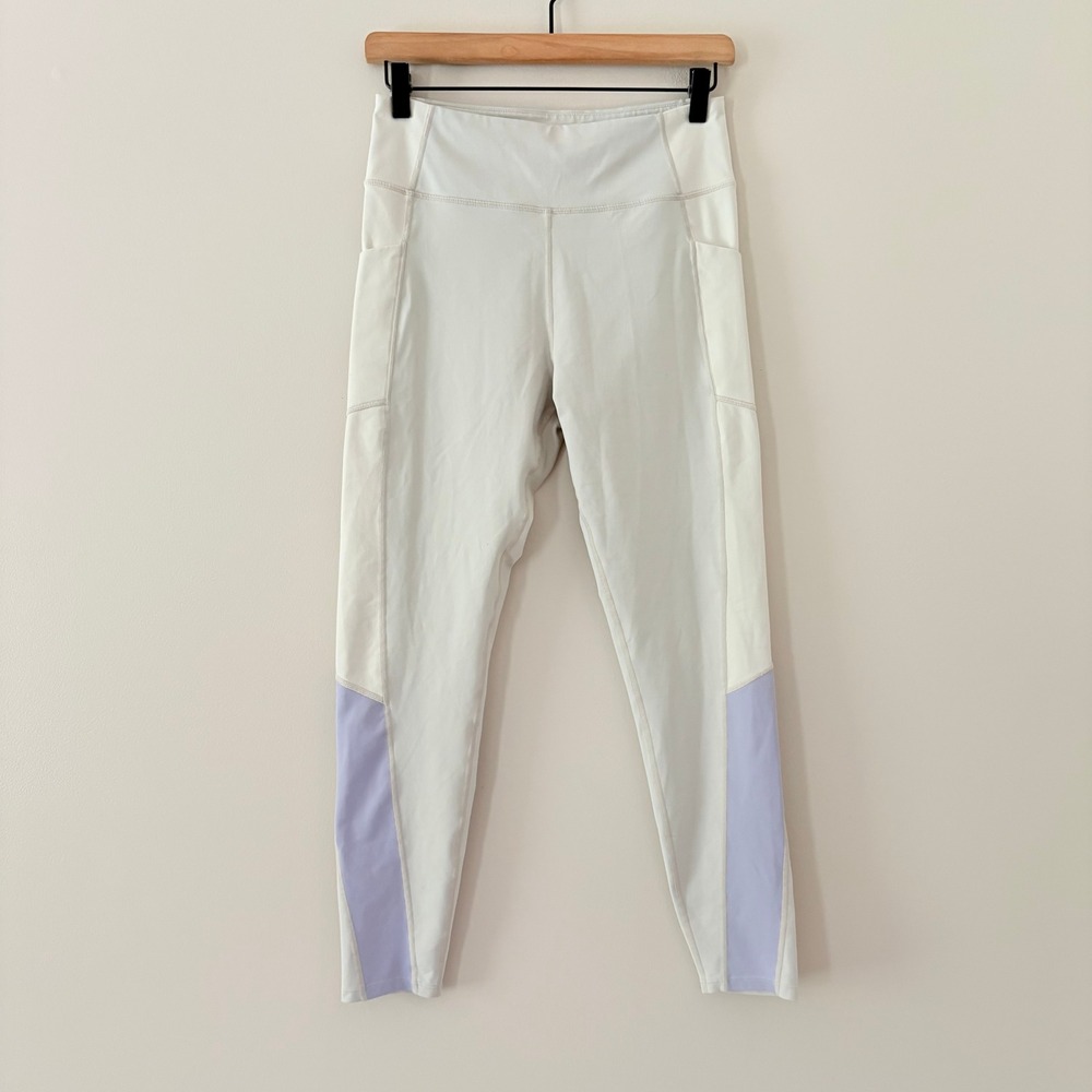 Tuckernuck Leggings Medium White Lavender Colorblock High Rise Pockets